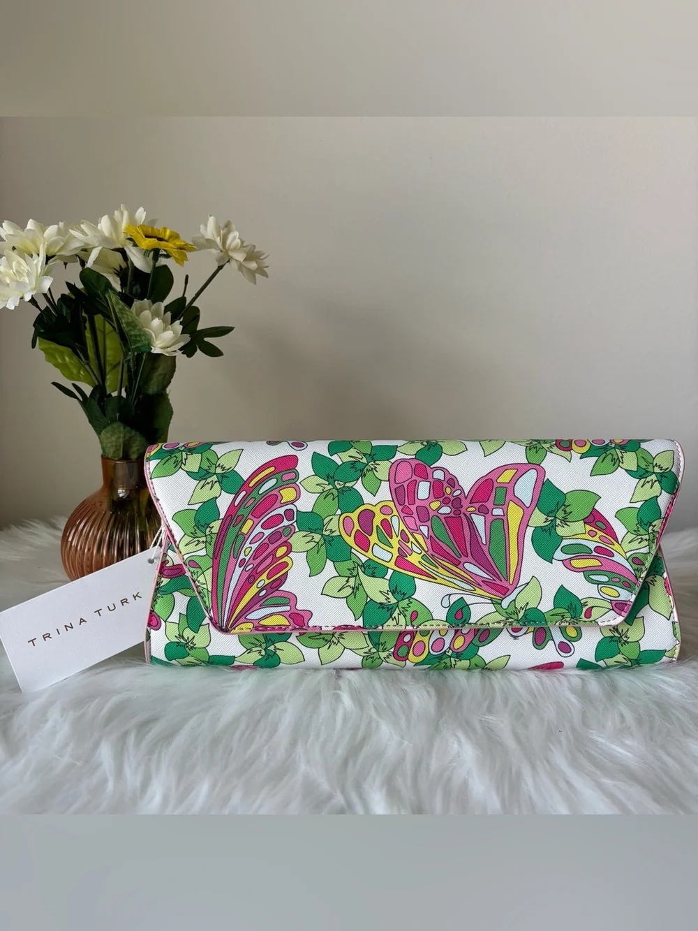 Trina Turk Women Clutch Purse in  “Butterfly” Print  Multicolored NWOT